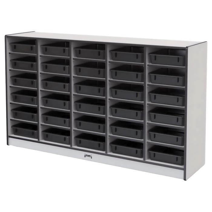 Jonti-Craft Rainbow Accents 30 Paper Tray Mobile Storage Unit with Trays, 60 x 15 x 35-1/2 Inches