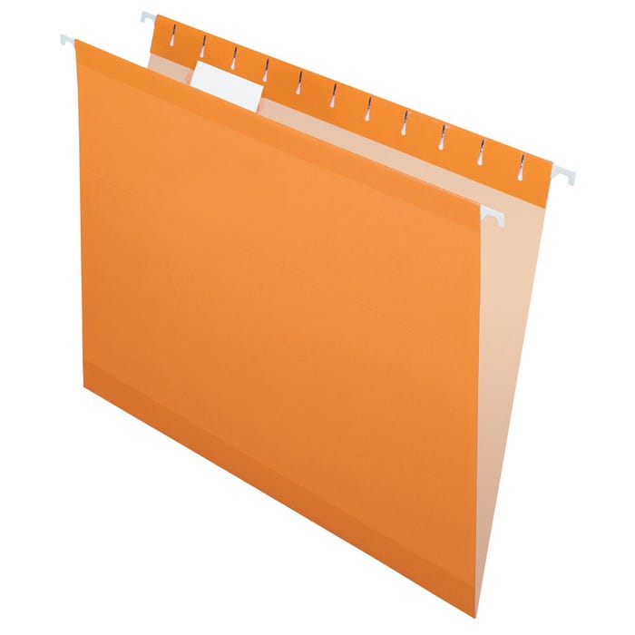 Pendaflex Reinforced Hanging File Folders, 1/5 Cut Tabs, Letter Size, Orange, Pack of 25