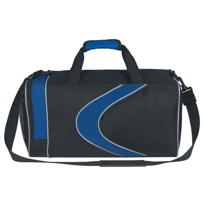 Sports Duffle Bag, Black with Royal Blue Detail