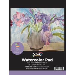 Sax Watercolor Pad, 90 lb, 9 x 12 Inches, White, 24 Sheets 1594172
