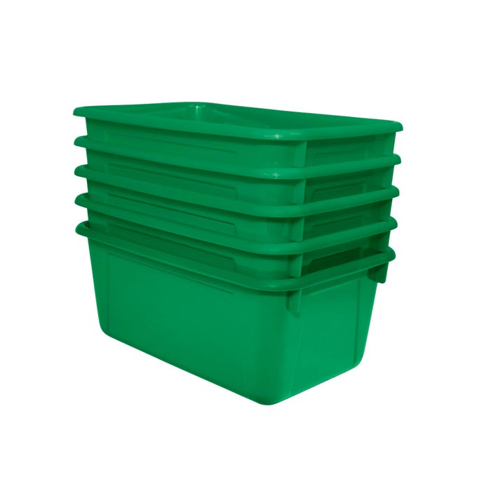 School Smart Storage Bin, 7-7/8 x 12-1/4 x 5-3/8 Inches, Green, Pack of 5