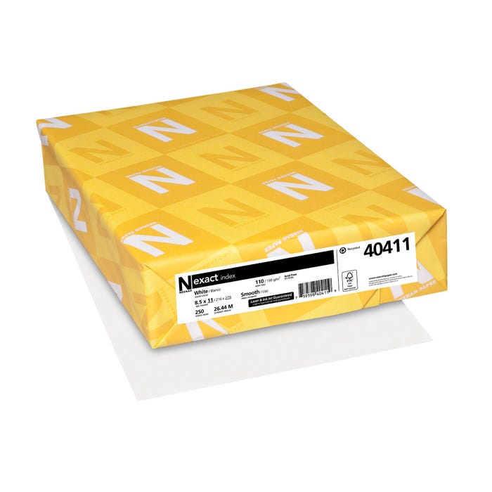 Neenah Paper Exact Index Cardstock, 8-1/2 x 11 Inches, 110 lb, White, 250 Sheets