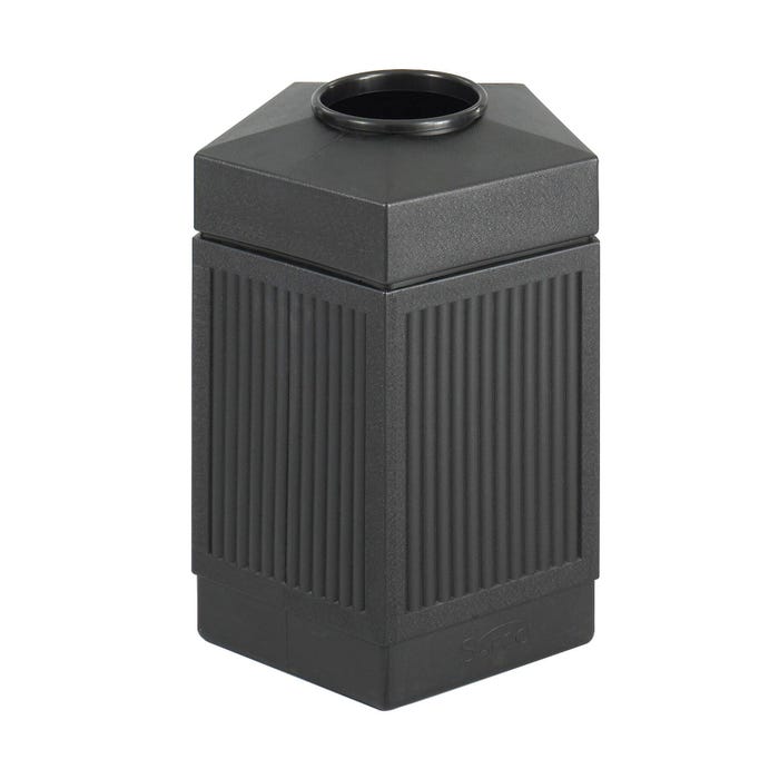 Safco Canmeleon Open Top Pentagon Receptacle, 45 Gallons, Black