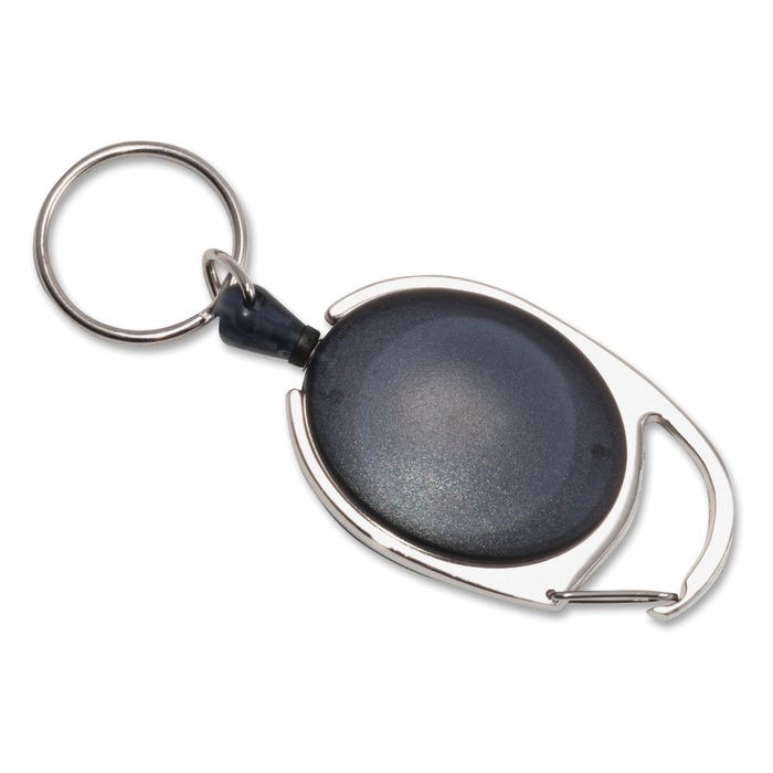Advantus Retractable Carabiner Reel, w/ Key Ring, Pack of 6, Smoke