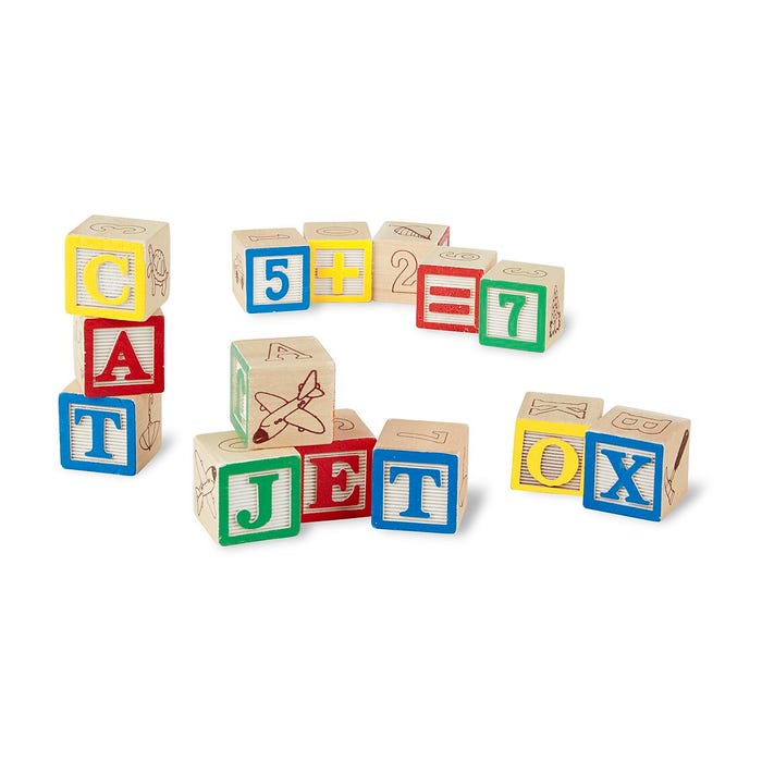 Melissa & Doug Traditional ABC/123 Blocks Set, 50 Pieces