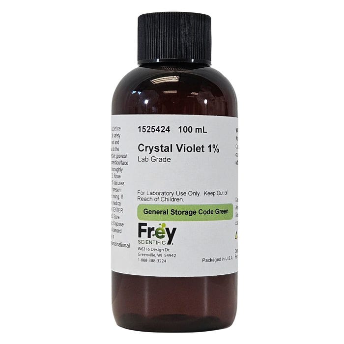 Frey Scientific Gentian Crystal Violet Solution, 1.0% Aqueous, Lab Grade, 100mL