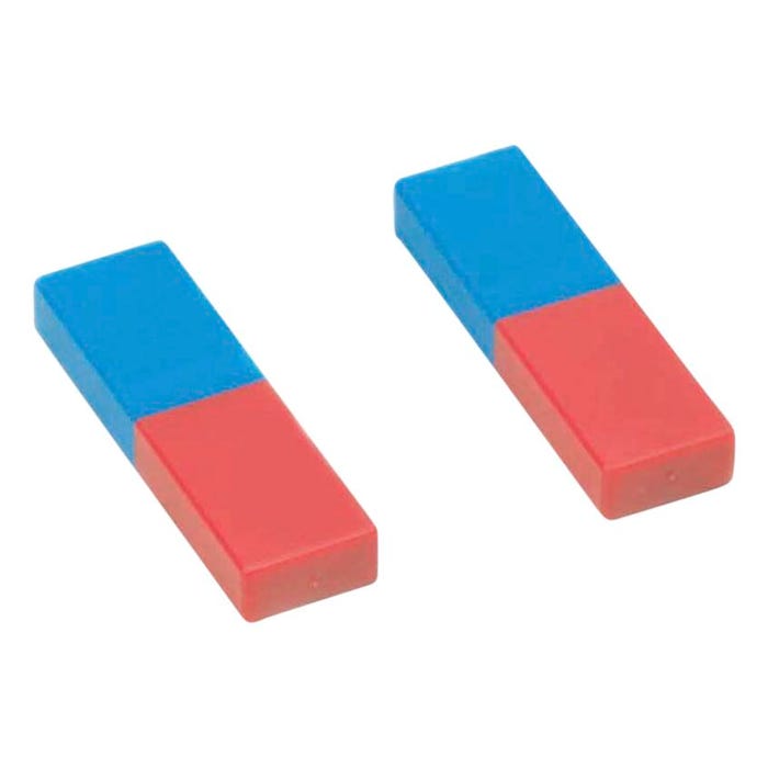 Eisco Labs Plastic Cased Bar Magnet Pair, Blue and Red, Set of 2