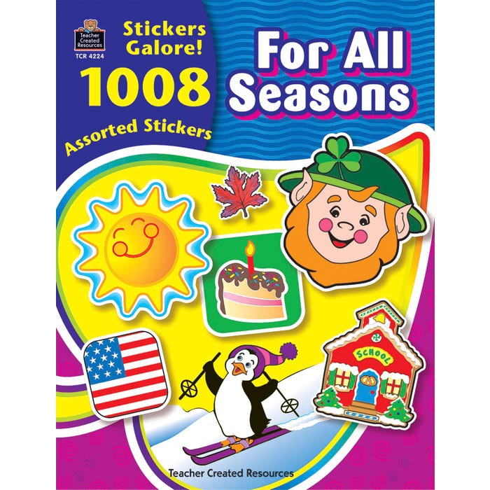 Teacher Created Resources For All Seasons Sticker Book, Pre-K to Grade 8, Pack of 1008