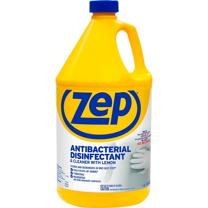 Zep Antibacterial Disinfectant Cleaner, 128 Fluid Ounces, Lemon Scent