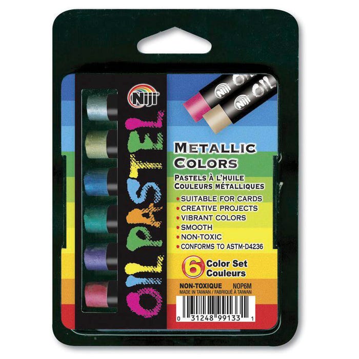 Yasutomo Niji Oil Pastels, Assorted Metallic Colors, Set of 6