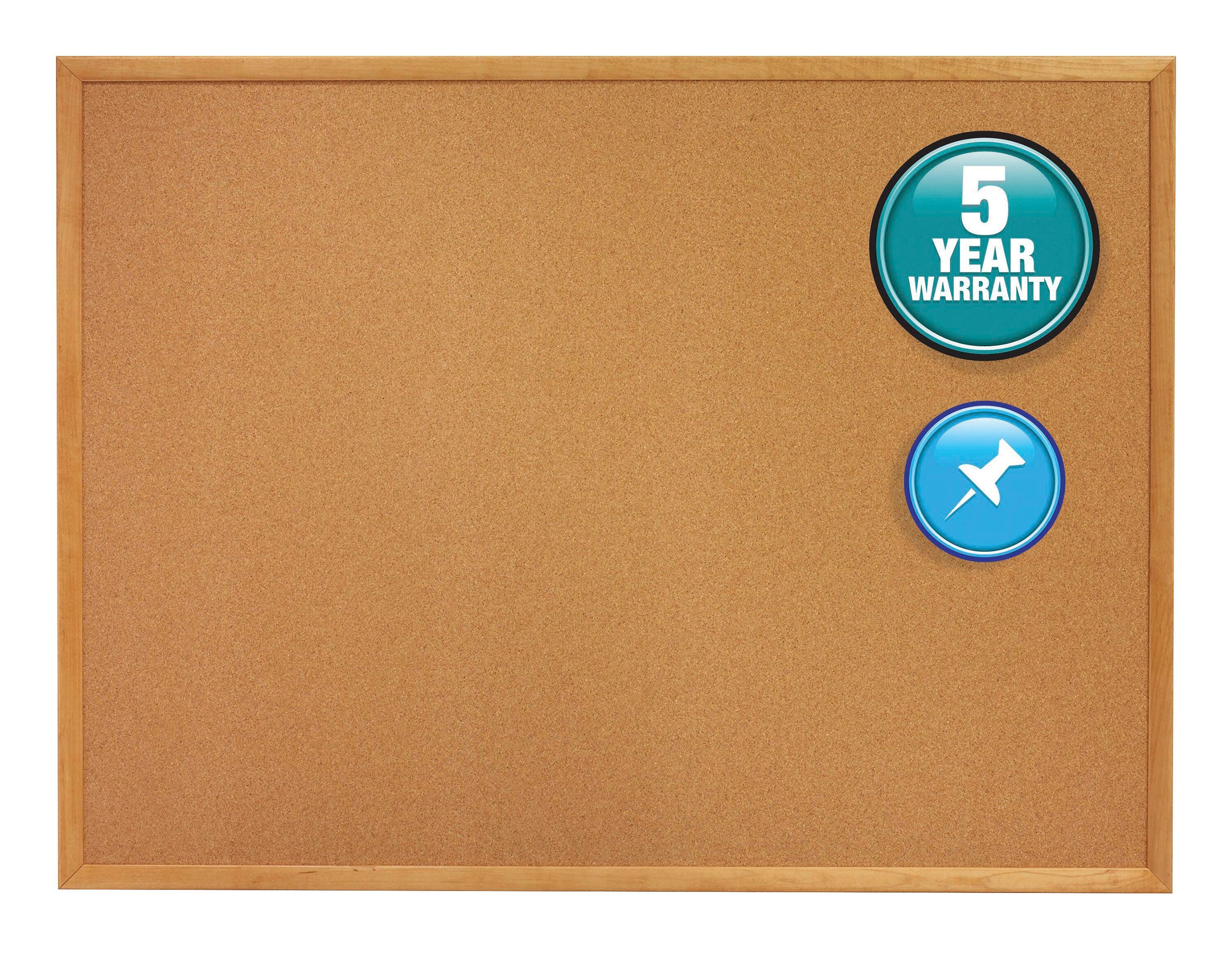 Quartet Resilient Bulletin Board, 48 x 36 Inches, Cork, Oak Frame, Natural, Horizontal/Vertical Mount 1066048