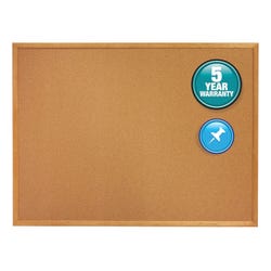 Quartet Resilient Bulletin Board, 48 x 36 Inches, Cork, Oak Frame, Natural, Horizontal/Vertical Mount 1066048