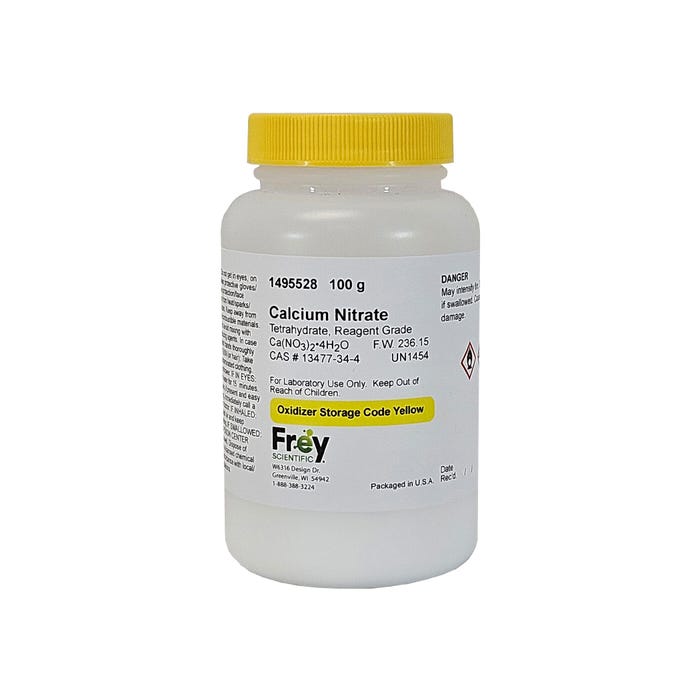 Frey Scientific Calcium Nitrate Tetrahydrate, Reagent Grade, 100 Grams