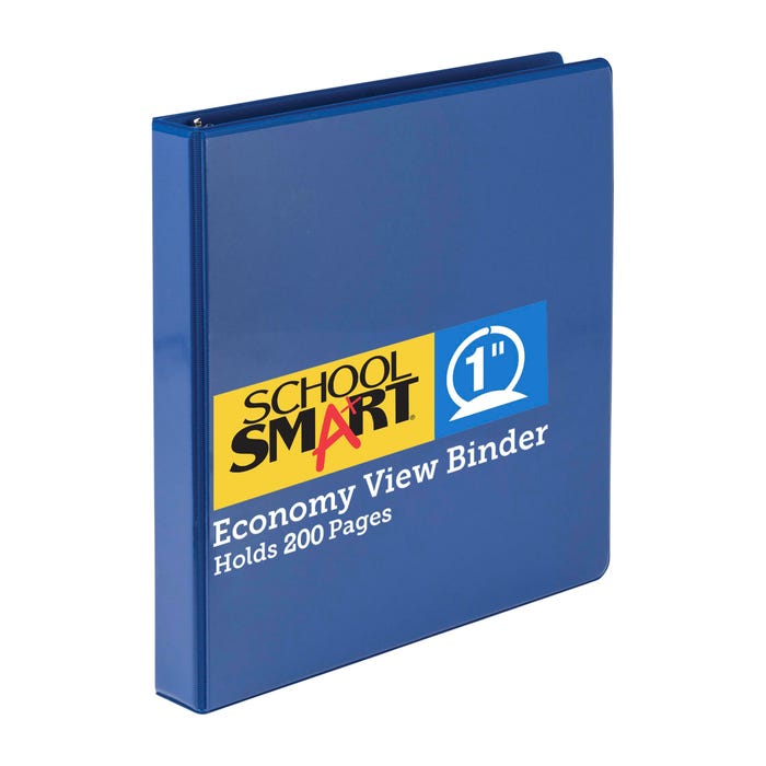 School Smart Round Ring View Binder, Polypropylene, 1 Inch, Blue