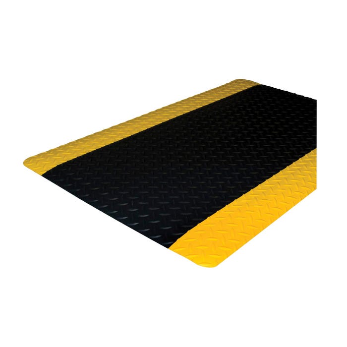 Genuine Joe Safe Step Anti-Fatigue Mat with Beveled Edge, 3 x 5 Feet, 9/16 Inch Thickness, Yellow Border/Black