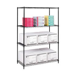 Safco Wire Shelving, Black, 48 W x 24 D in, Item Number 1134812