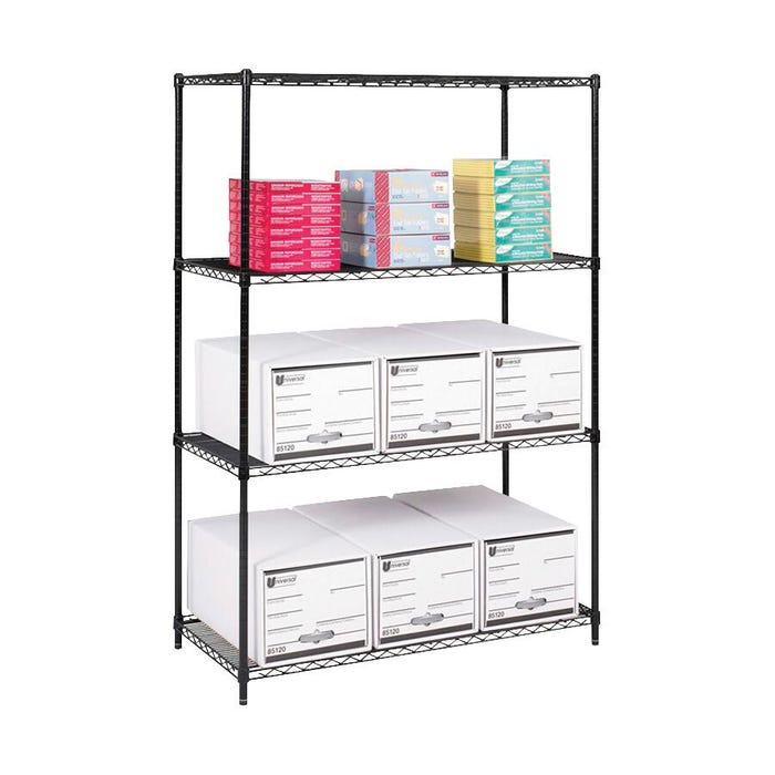 Safco Wire Shelving, Black, 48 W x 24 D in
