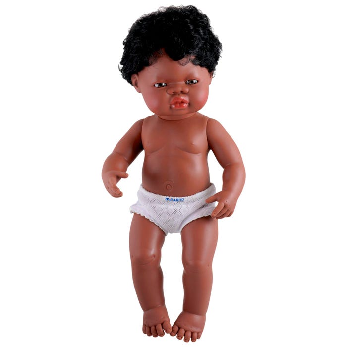 Miniland Multicultural Doll, African American Boy, 15 Inches