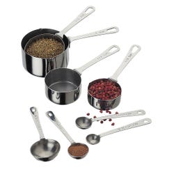 Complete Stainless Steel Measuring Cup and Spoon Set