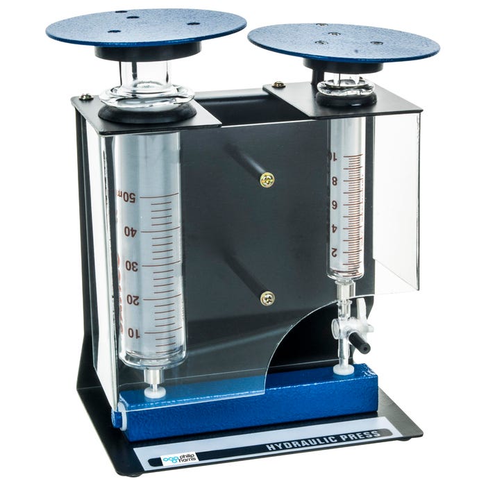 Eisco Labs Hydraulic Press with 2 Borosilicate Glass Cylinders, 50 and 10 mL