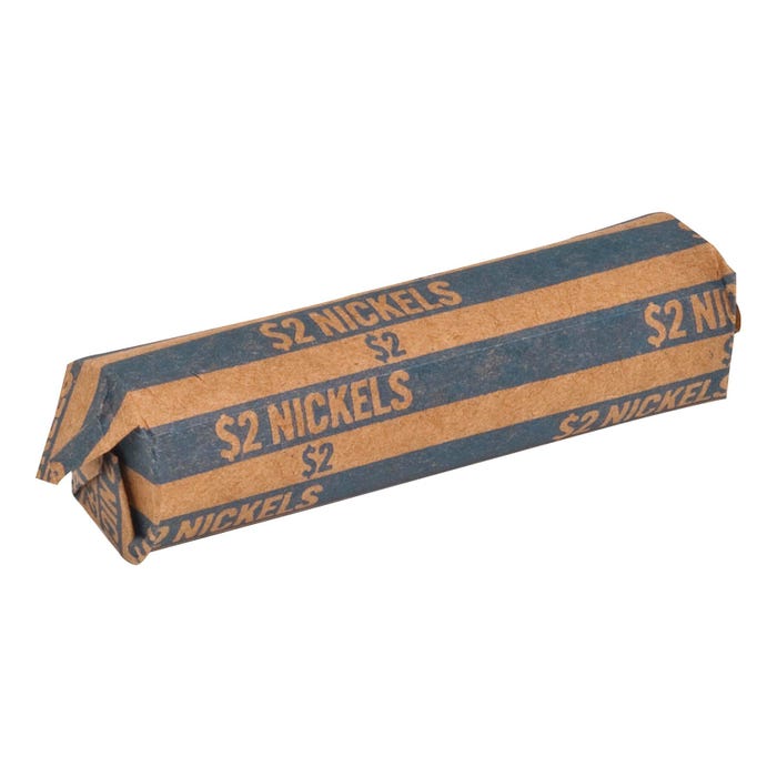 Sparco Flat Coin Wrapper for $2 Nickels, 60 lb, Kraft Paper, Blue, Pack of 1000