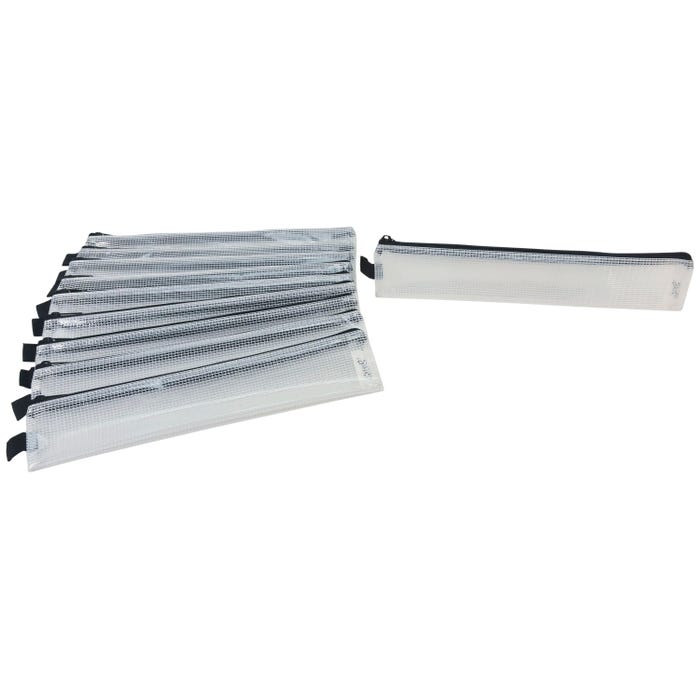 Sax Mesh Tool Case Pouches, 3 x 14 inches, Clear with Black Trim, Pack of 10