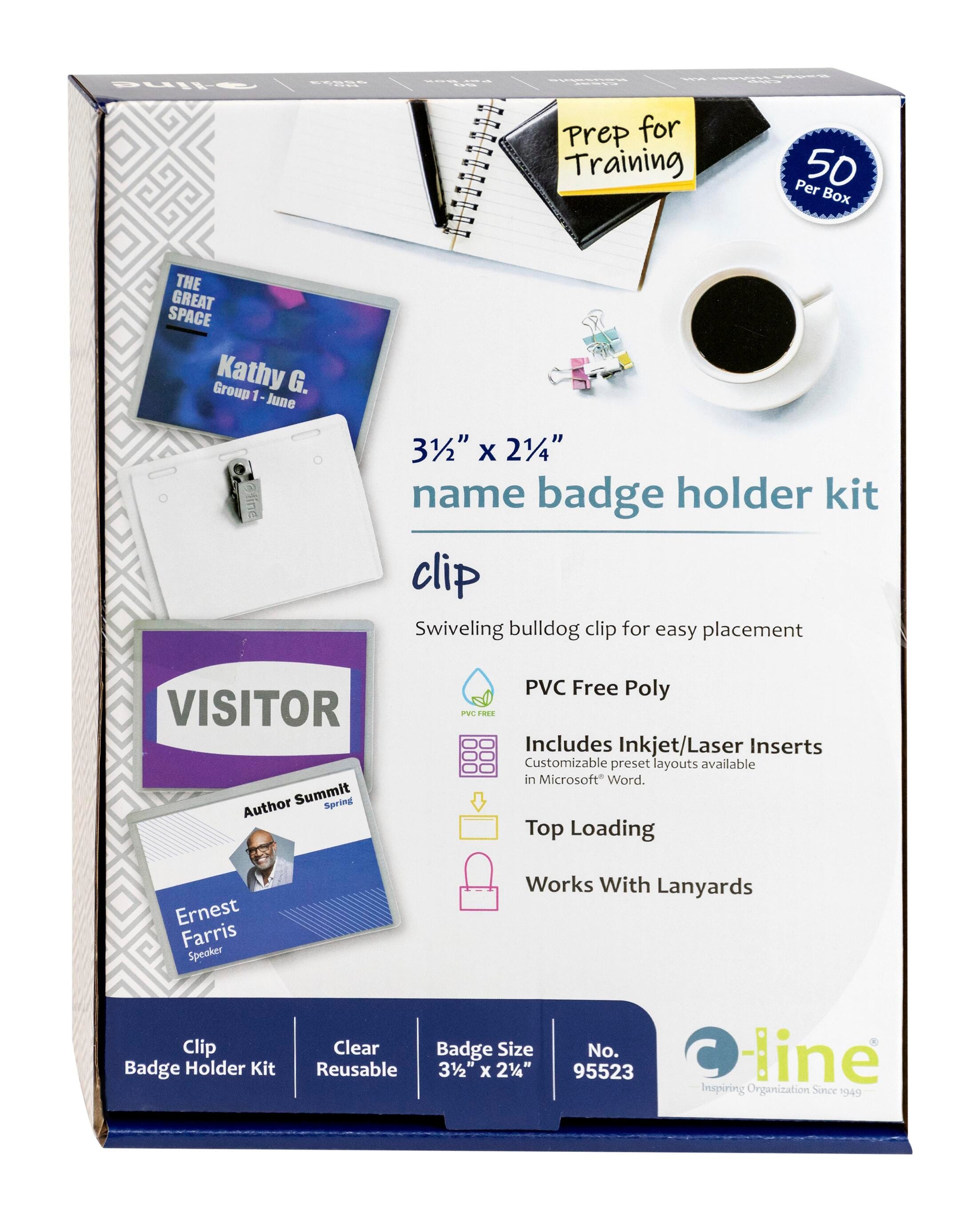 Image for C-Line Clip Style Name Badge Holders, 3-1/2 x 2-1/4 Inches, Pack of 50 from School Specialty