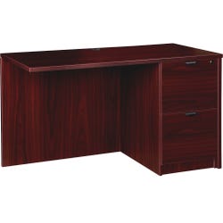 Lorell Prominence Laminate Return Desk, Full Right Pedestal, 48 x 24 x 29 Inches, Mahogany