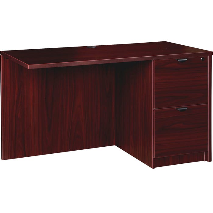 Lorell Prominence Laminate Return Desk, Full Right Pedestal, 48 x 24 x 29 Inches, Mahogany