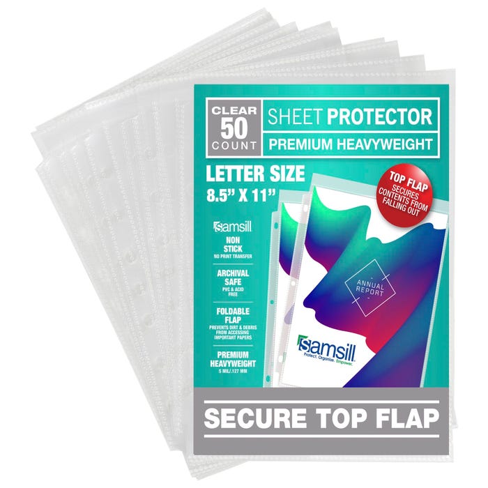 Samsill Super Heavy Duty Sheet Protectors, Letter Size, 50 Pack