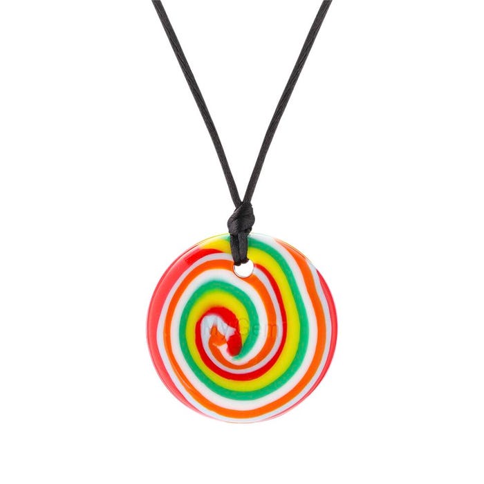 Chewigem Chewable Button Necklace, Multicolor Swirl