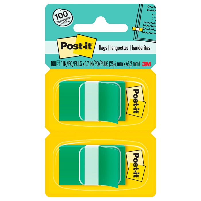 Post-it Flags and Dispensers, 1-3/4 x 1 Inches, Green, Pack of 100