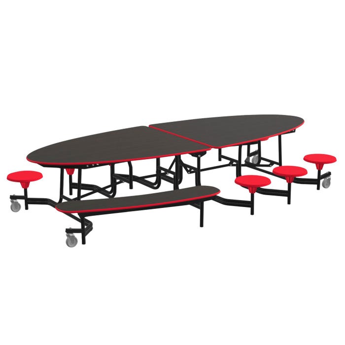 Classroom Select Mobile Table with Stools and Benches, Elliptical, 10 Feet