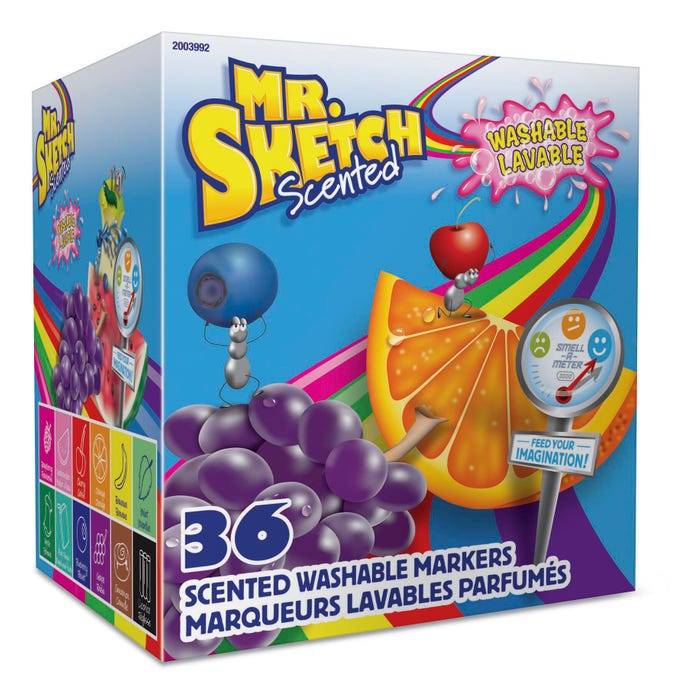 Mr. Sketch Premium Washable Scented Markers, Chisel Tip, Assorted Scents and Colors, Set of 36