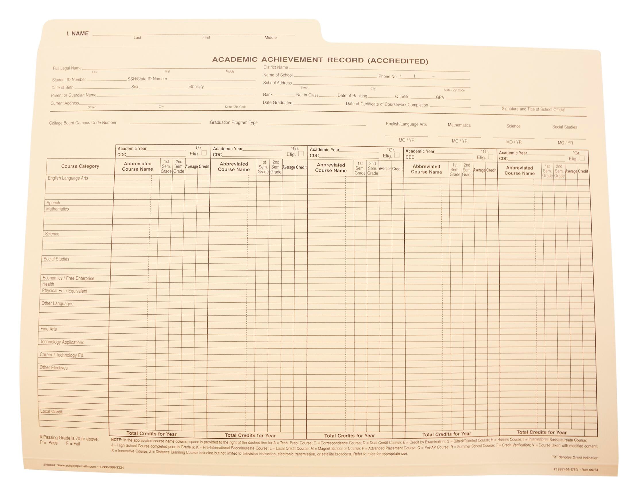 Hammond & Stephens Standard Cumulative Record Folder, 11-3/4 x 9-1/4 Inches, Pack of 100 2140826