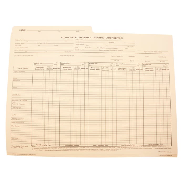 Hammond & Stephens Standard Cumulative Record Folder, 11-3/4 x 9-1/4 Inches, Manila, Pack of 100