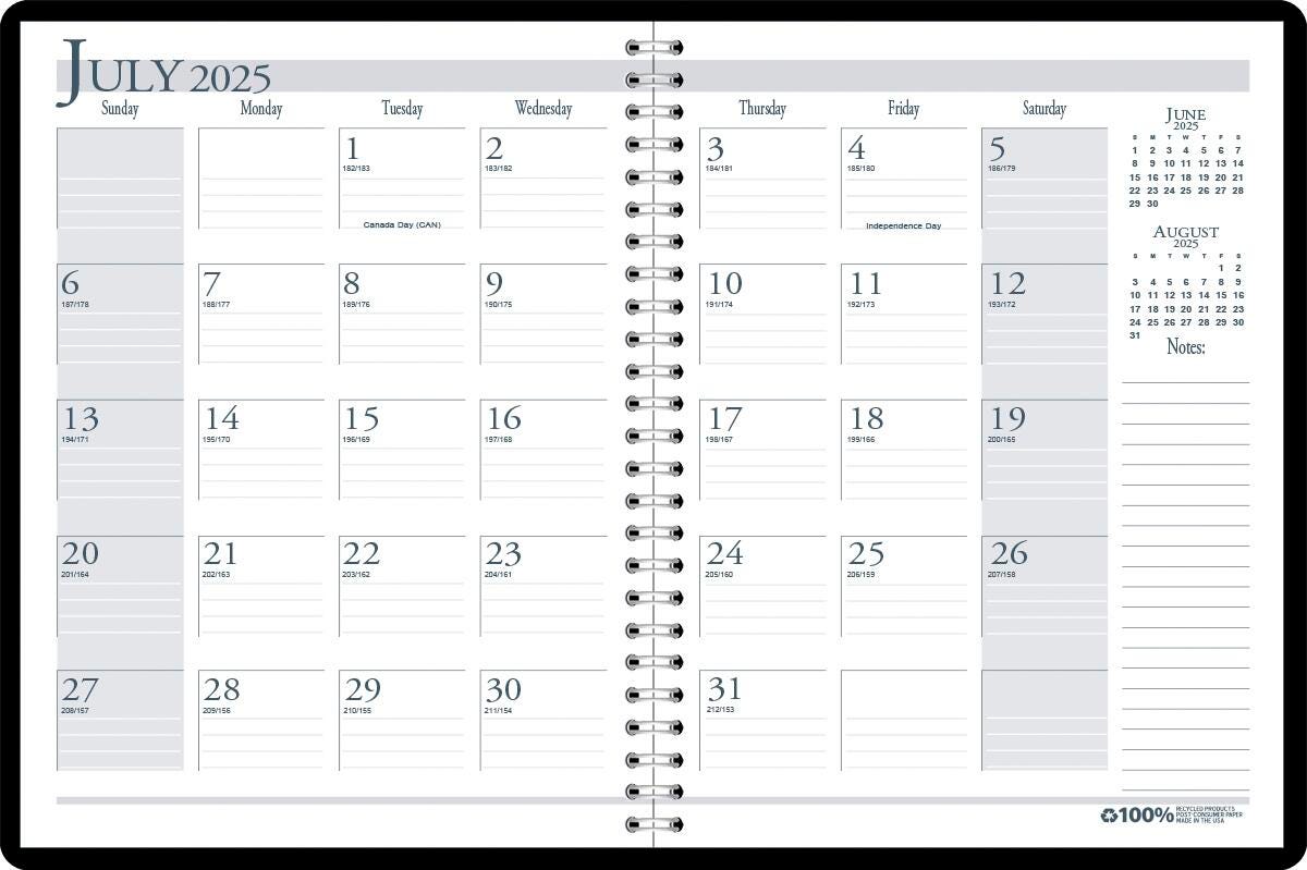 House of Doolittle, Recycled, Academic Spiral Bound Monthly Planner, July 2025-August 2026, 8-1/2 x 11 Inches 2150963