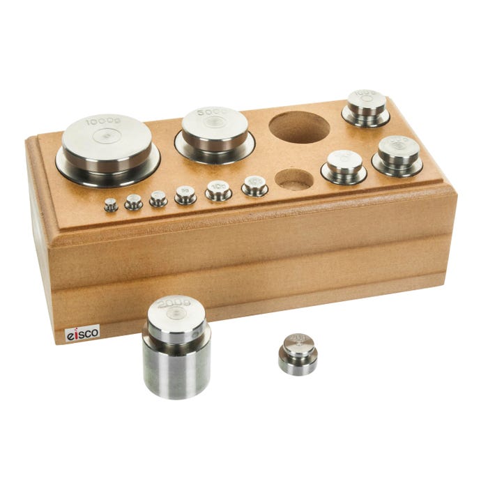 Eisco Labs Balance Weights Set, Stainless Steel, 2000 Gram Capacity, 13 Pieces