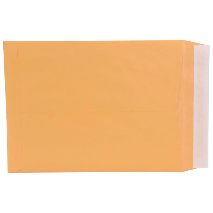 School Smart Kwik-Tak Envelopes, 9 x 12 Inches, 28 lb, Kraft Brown, Box of 100