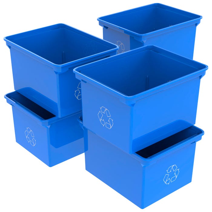 School Smart Recycle Bin, 9 Gallon, Blue, Case of 6