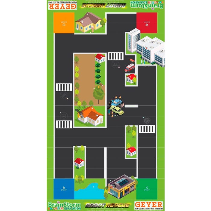 BrainStorm STEM Education Robotics Mat: Robot Rescue with Game Pieces, 80 x 44-3/4 Inches