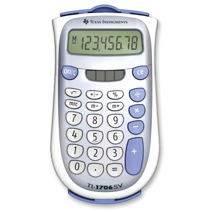 Texas Instruments TI-1706SV Solar Power 8-Digit Calculator, Black