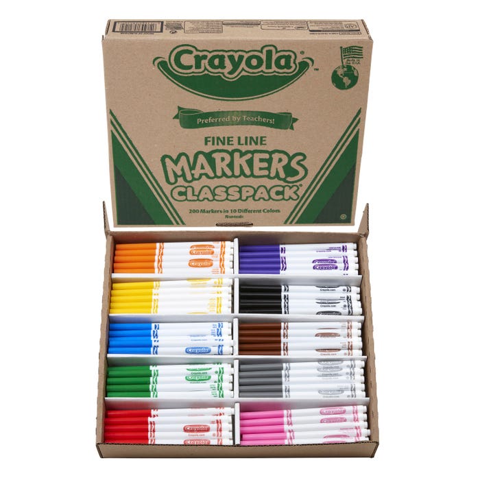 Crayola Original Fine Tip Marker Classpack, Assorted Colors, Set