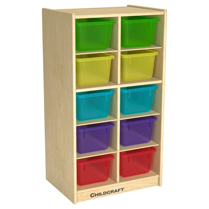 Childcraft Cubby Storage Unit, 10 Translucent Color Trays, 19-1/2 x 14-1/4 x 36 Inches