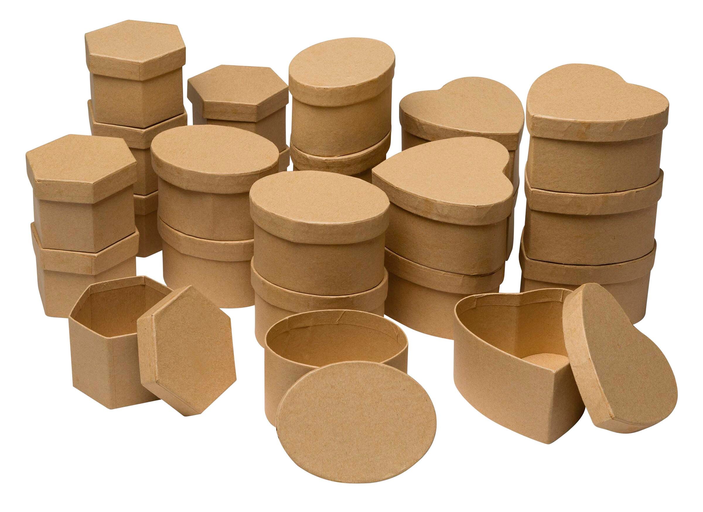 Creativity Street Assorted Shape Papier-Mache Box Classroom Pack, 2-7/8 - 3-1/2 x 2-1/2 - 3-1/2 x 2 Inches, White, Pack of 24 245868