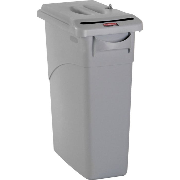 Rubbermaid Slim Jim Confidential Document Container with Locking Lid, 23 Gallon, Gray