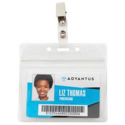 Advantus ID Badge Holder, Re-sealable, Horizontal, Pack of 50, Clear