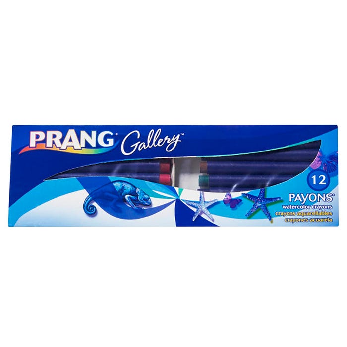Prang Payons Water Soluble Watercolor Crayon Set with Brush, Assorted Colors, Set of 12
