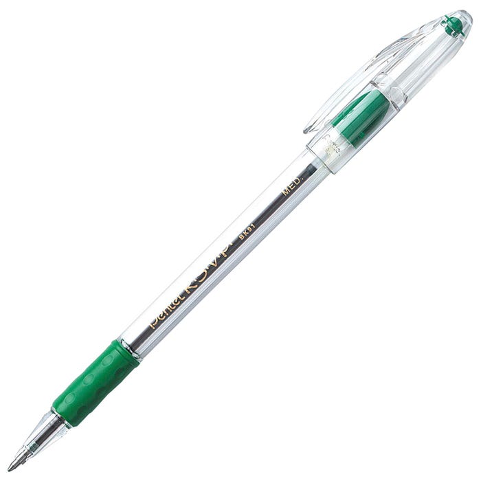 Pentel R.S.V.P. Ballpoint Pen, 1.0 mm, Green, Pack of 12
