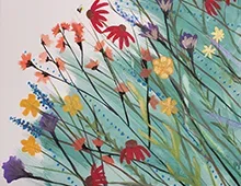 Colorful acrylic painting of wildflowers.